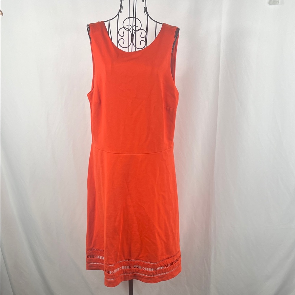 Banana Republic Women’s Vibrant Orange Sleeveless Mini Dress Size 14 Pockets
